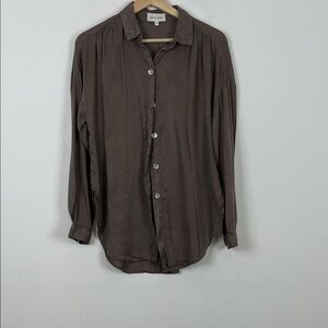Bella Dahl Button Down Long Sleeve Lightweight Brown Women's S Casual Blouse